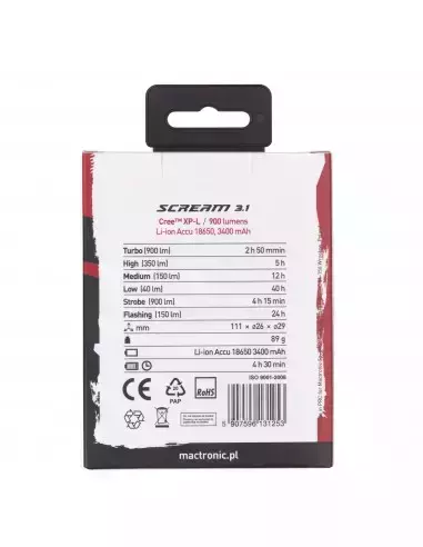 Lampa rowerowa przednia Scream 3.1 Mactronic