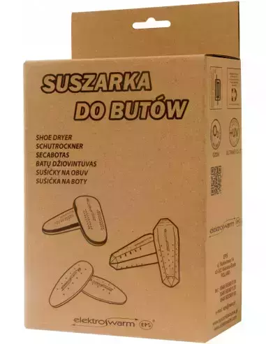 Szare kartonowe pudełko na suszarkę do butów elektrowarm