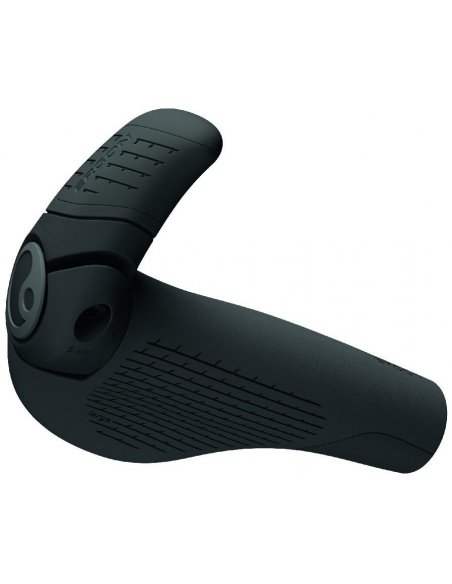 Czarny ergonomiczny chwyt rowerowy Ergon GP3 Evo z podpórką pod dłoń, widok od tyłu